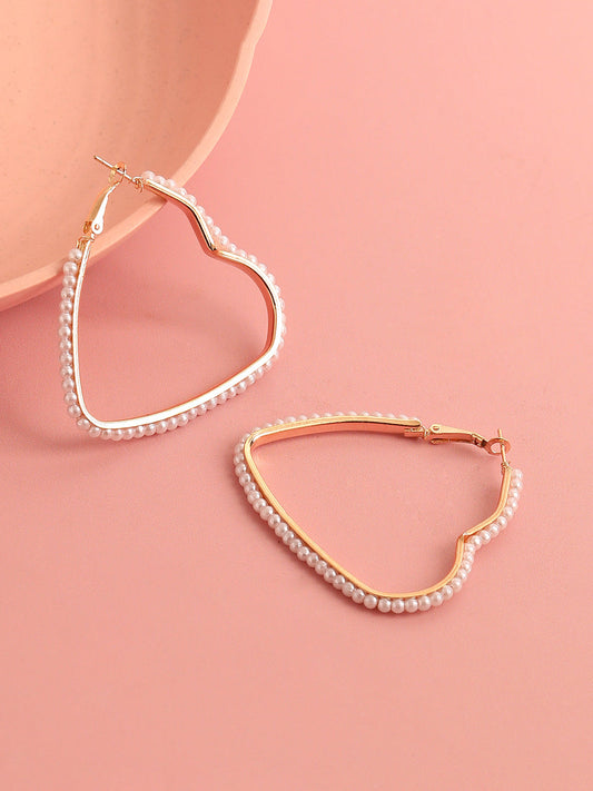 GOLD PLATED PARTY DESIGNER STONE HOOP EARRING FOR WOMEN