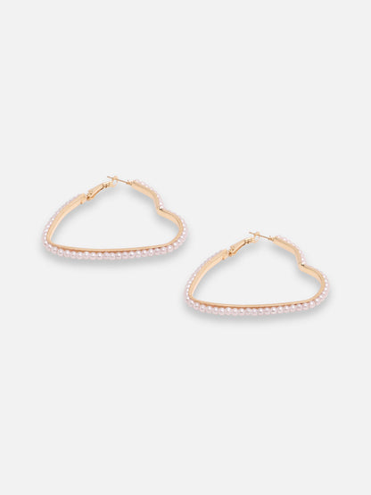 GOLD PLATED PARTY DESIGNER STONE HOOP EARRING FOR WOMEN