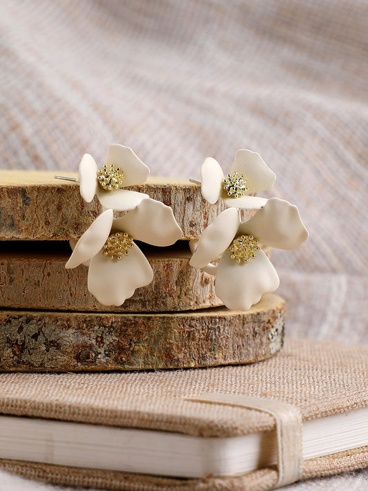 GOLD PLATED PARTY DESIGNER STONE STUD FOR WOMEN