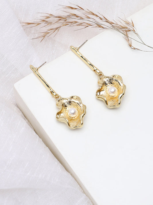 GOLD PLATED PARTY PEARLS DROP EARRING FOR WOMEN