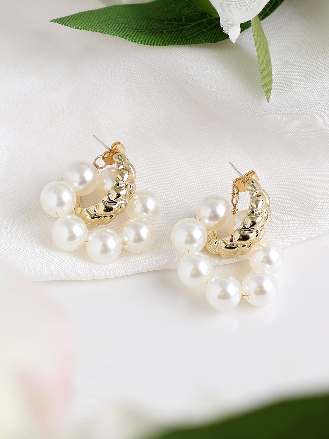 GOLD PLATED PARTY PEARLS DROP EARRING FOR WOMEN