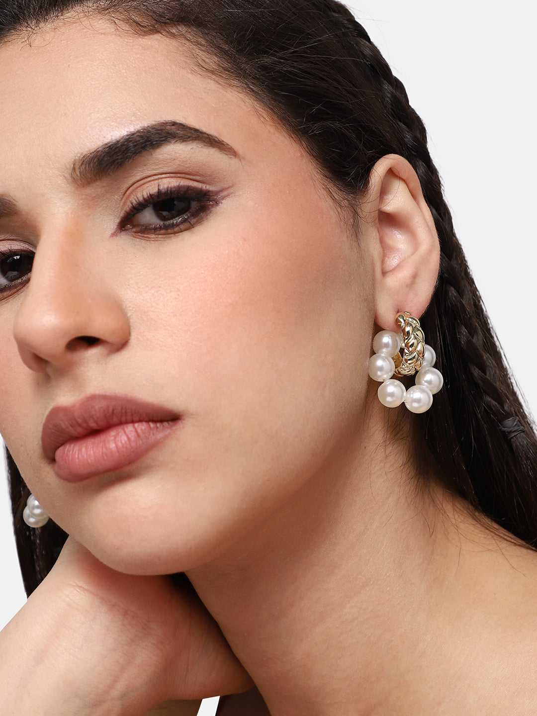 GOLD PLATED PARTY PEARLS DROP EARRING FOR WOMEN