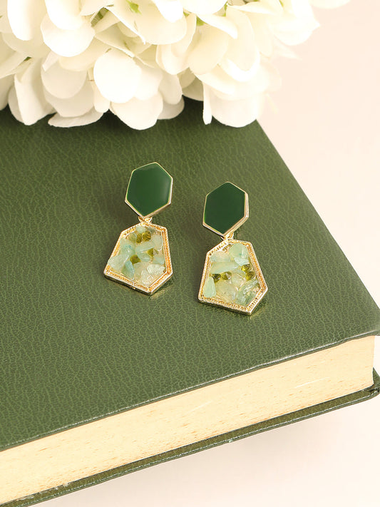 GOLD PLATED PARTY DESIGNER STONE DROP EARRING FOR WOMEN