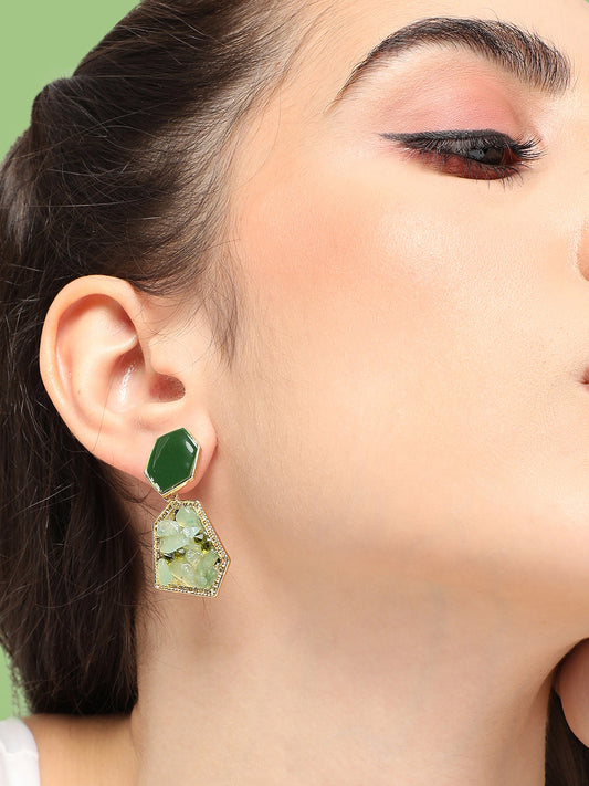 GOLD PLATED PARTY DESIGNER STONE DROP EARRING FOR WOMEN