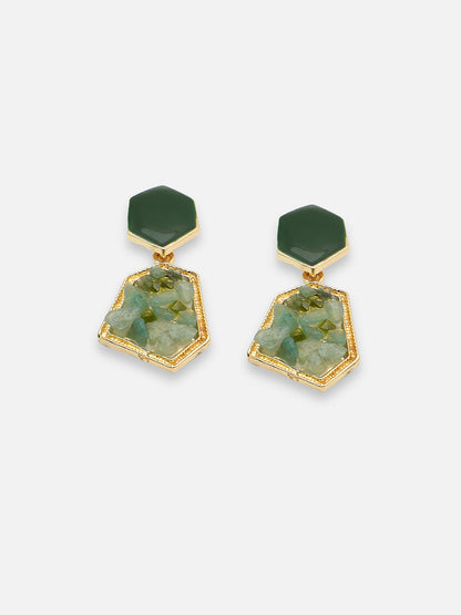 GOLD PLATED PARTY DESIGNER STONE DROP EARRING FOR WOMEN