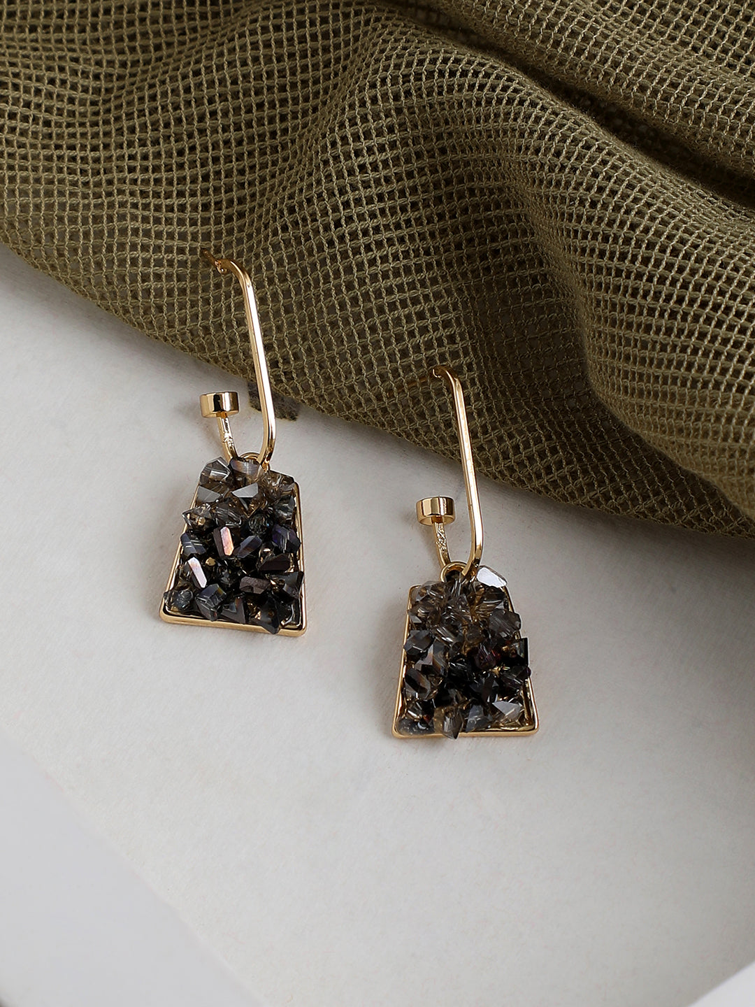 GOLD PLATED PARTY DESIGNER STONE DROP EARRING FOR WOMEN