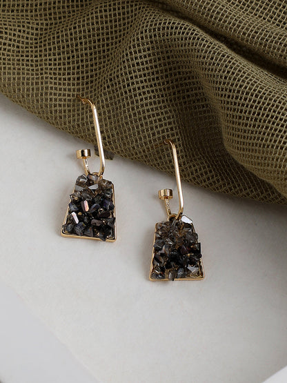 GOLD PLATED PARTY DESIGNER STONE DROP EARRING FOR WOMEN