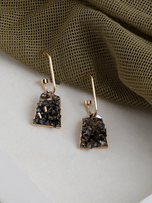 GOLD PLATED PARTY DESIGNER STONE DROP EARRING FOR WOMEN