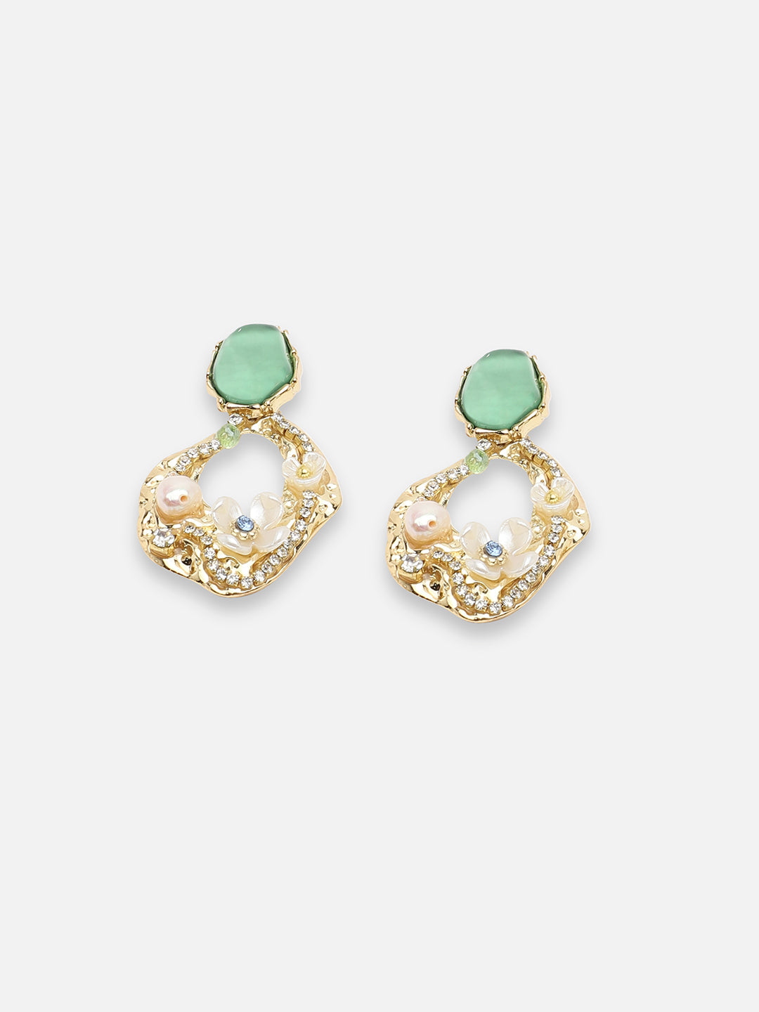 GOLD PLATED PARTY DESIGNER STONE DROP EARRING FOR WOMEN