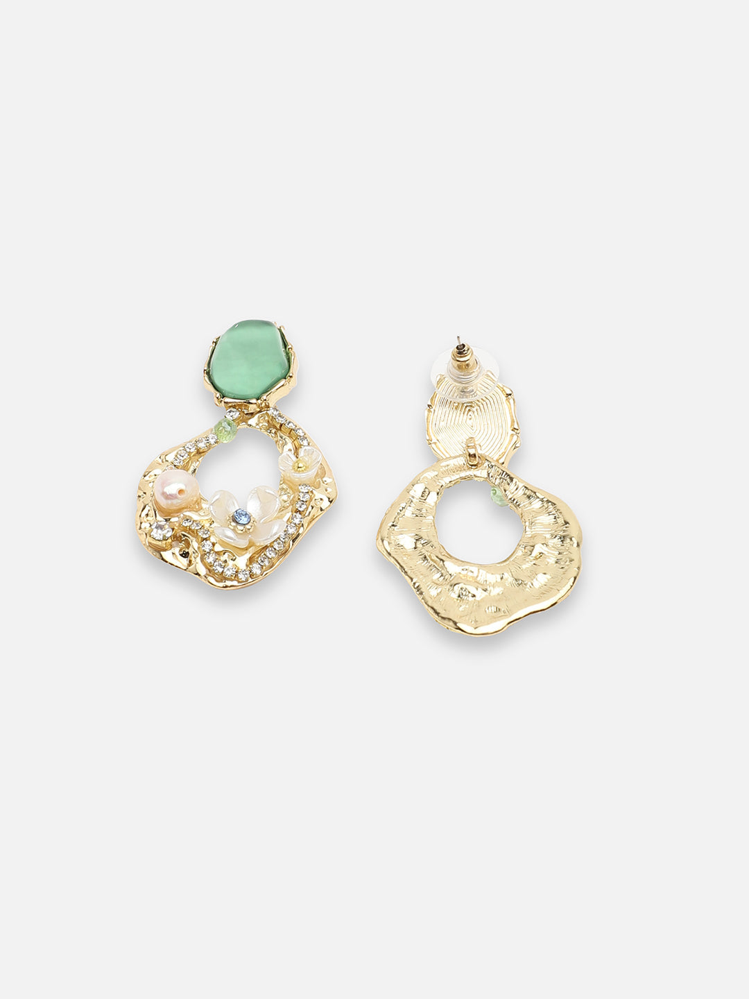 GOLD PLATED PARTY DESIGNER STONE DROP EARRING FOR WOMEN