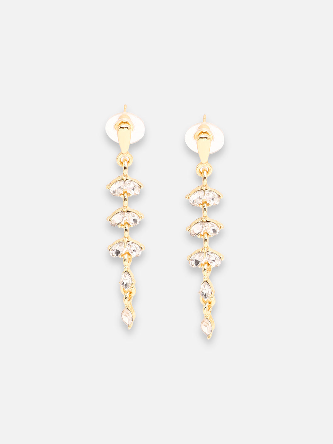 GOLD PLATED PARTY DESIGNER STONE DROP EARRING FOR WOMEN