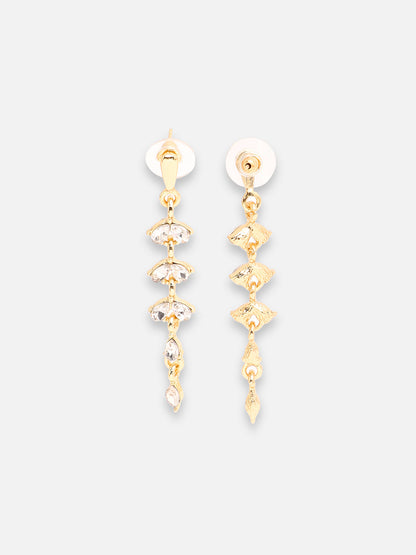 GOLD PLATED PARTY DESIGNER STONE DROP EARRING FOR WOMEN