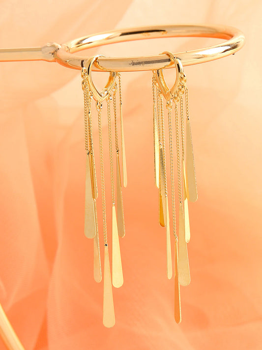 GOLD PLATED PARTY DESIGNER STONE DROP EARRING FOR WOMEN