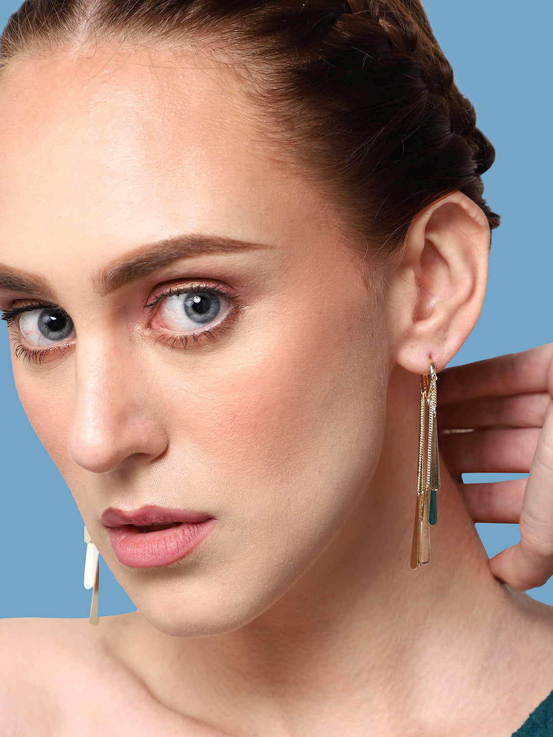 GOLD PLATED PARTY DESIGNER STONE DROP EARRING FOR WOMEN