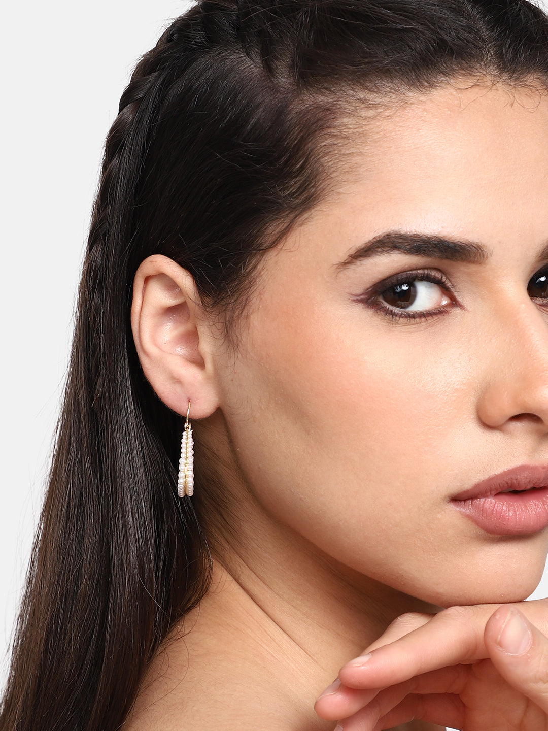 GOLD PLATED PARTY PEARLS DROP EARRING FOR WOMEN