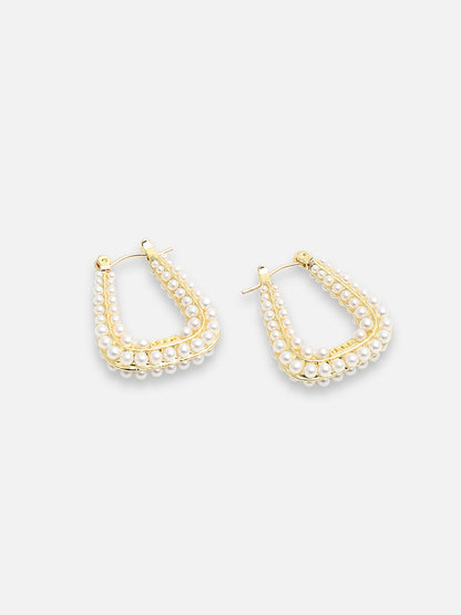 GOLD PLATED PARTY PEARLS DROP EARRING FOR WOMEN