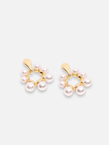 GOLD PLATED PARTY PEARLS DROP EARRING FOR WOMEN