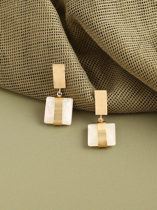 GOLD PLATED PARTY DESIGNER STONE DROP EARRING FOR WOMEN