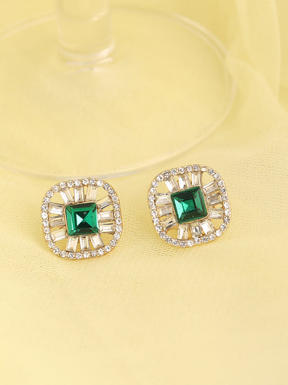 GOLD PLATED PARTY DESIGNER STONE STUD FOR WOMEN