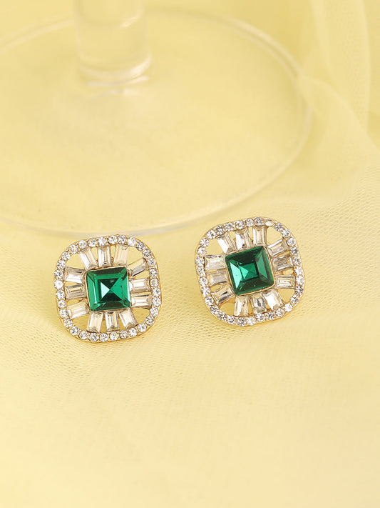 GOLD PLATED PARTY DESIGNER STONE STUD FOR WOMEN