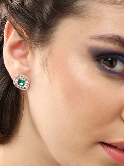 GOLD PLATED PARTY DESIGNER STONE STUD FOR WOMEN