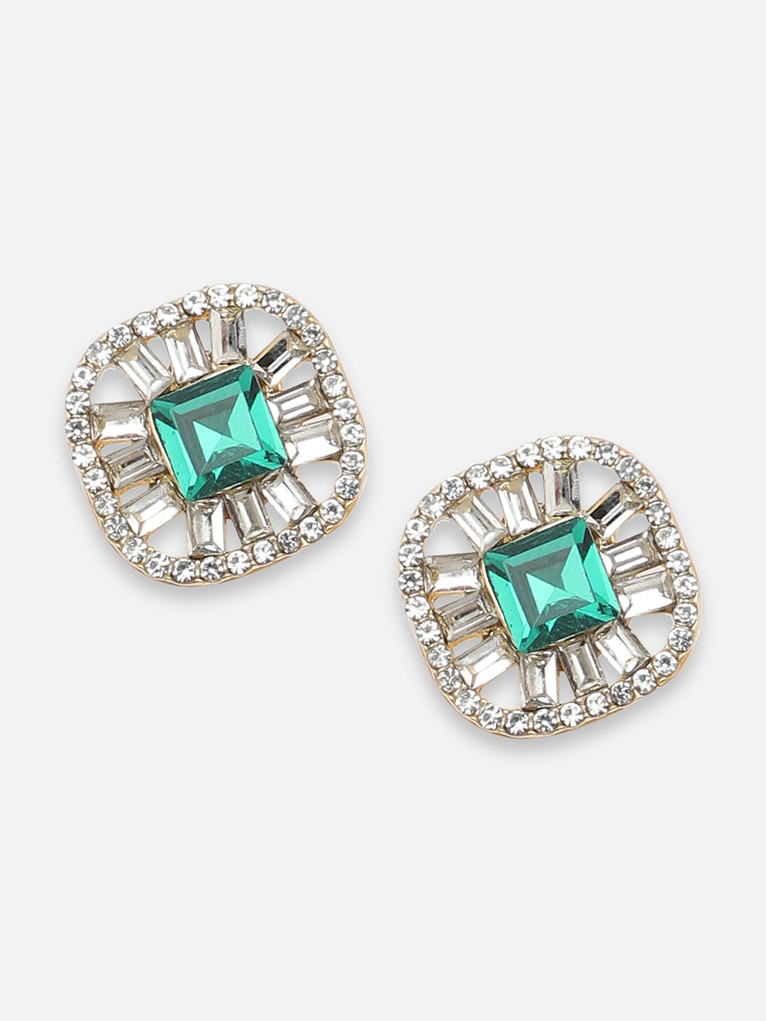 GOLD PLATED PARTY DESIGNER STONE STUD FOR WOMEN