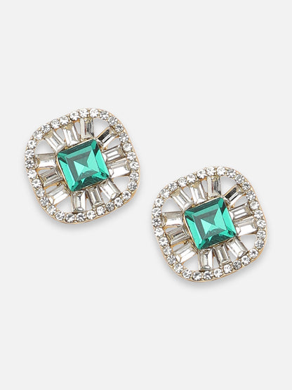 GOLD PLATED PARTY DESIGNER STONE STUD FOR WOMEN