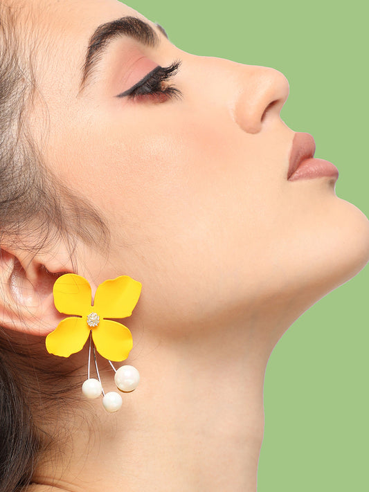 GOLD PLATED PARTY PEARLS DROP EARRING FOR WOMEN