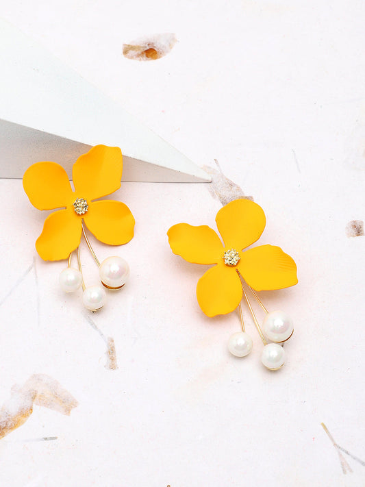GOLD PLATED PARTY PEARLS DROP EARRING FOR WOMEN