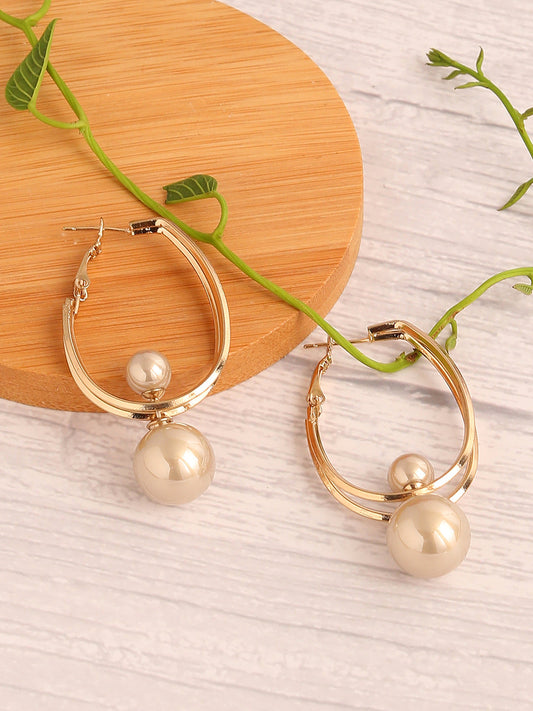 GOLD PLATED PARTY PEARLS DROP EARRING FOR WOMEN