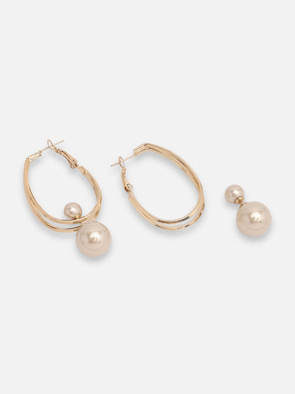 GOLD PLATED PARTY PEARLS DROP EARRING FOR WOMEN