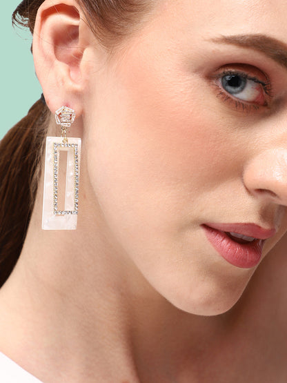 GOLD PLATED PARTY DESIGNER STONE DROP EARRING FOR WOMEN