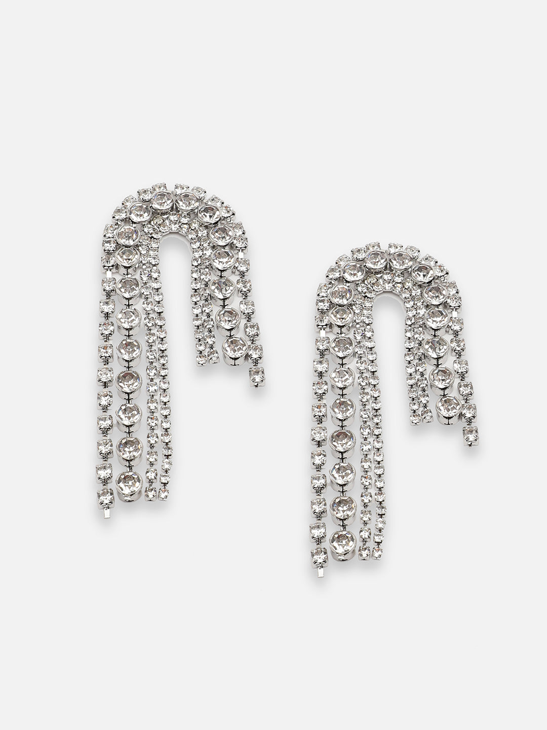 SILVER PLATED PARTY DESIGNER STONE DROP EARRING FOR WOMEN