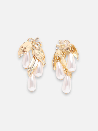 GOLD PLATED PARTY PEARLS DROP EARRING FOR WOMEN