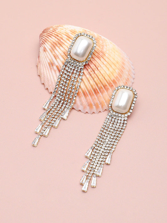 GOLD PLATED PARTY DESIGNER STONE DROP EARRING FOR WOMEN