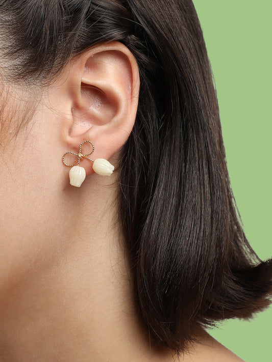 GOLD PLATED PARTY PEARLS DROP EARRING FOR WOMEN