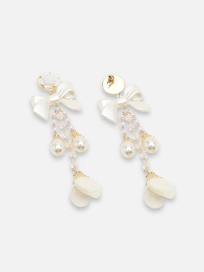 GOLD PLATED PARTY PEARLS DROP EARRING FOR WOMEN