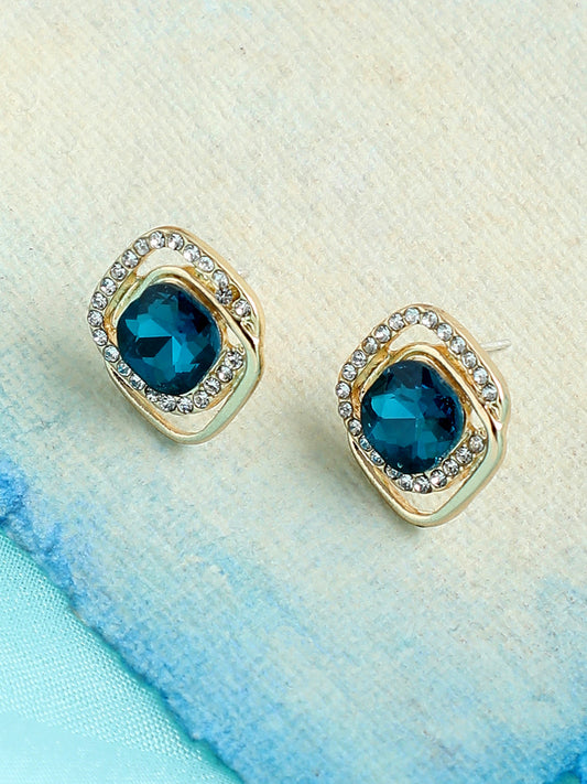 GOLD PLATED PARTY DESIGNER STONE DROP EARRING FOR WOMEN