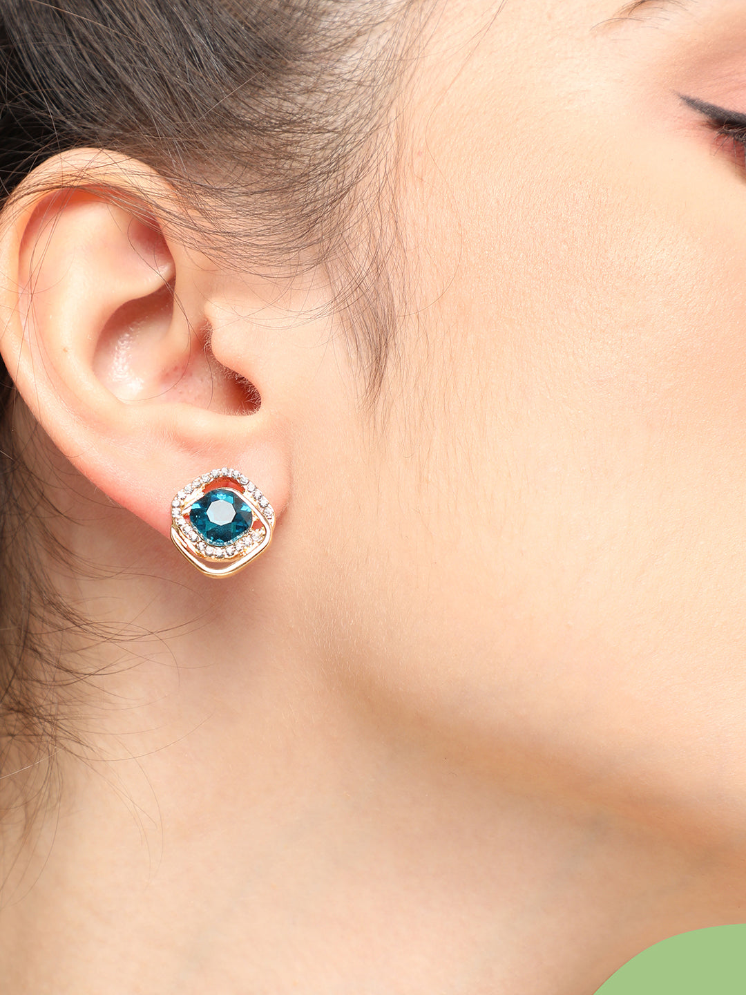 GOLD PLATED PARTY DESIGNER STONE DROP EARRING FOR WOMEN