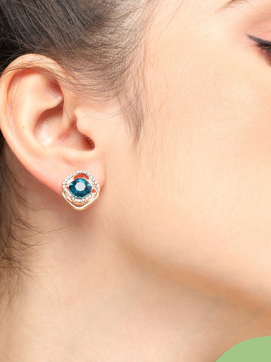 GOLD PLATED PARTY DESIGNER STONE DROP EARRING FOR WOMEN