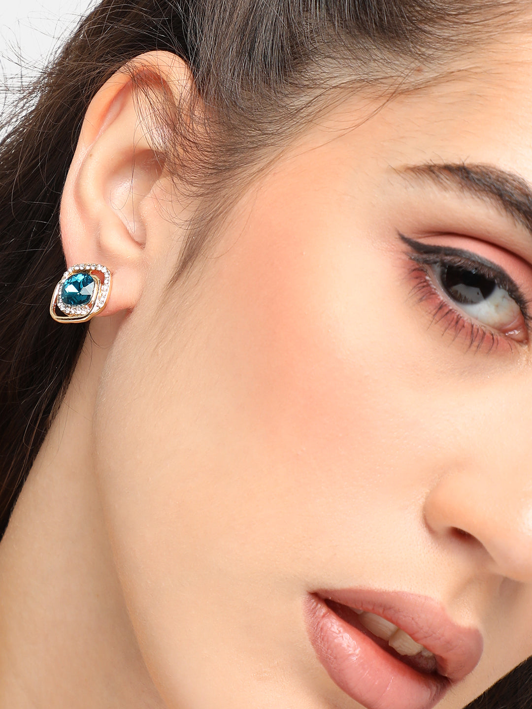 GOLD PLATED PARTY DESIGNER STONE DROP EARRING FOR WOMEN