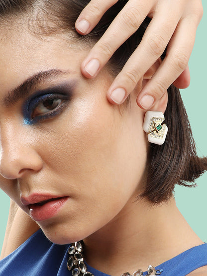 GOLD PLATED PARTY DESIGNER STONE DROP EARRING FOR WOMEN