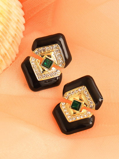 GOLD PLATED PARTY DESIGNER STONE DROP EARRING FOR WOMEN