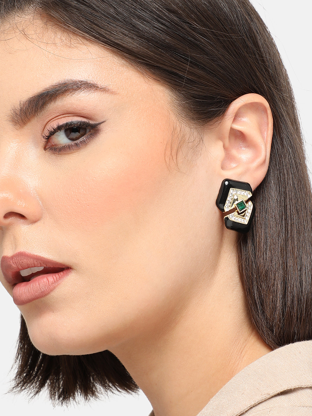 GOLD PLATED PARTY DESIGNER STONE DROP EARRING FOR WOMEN