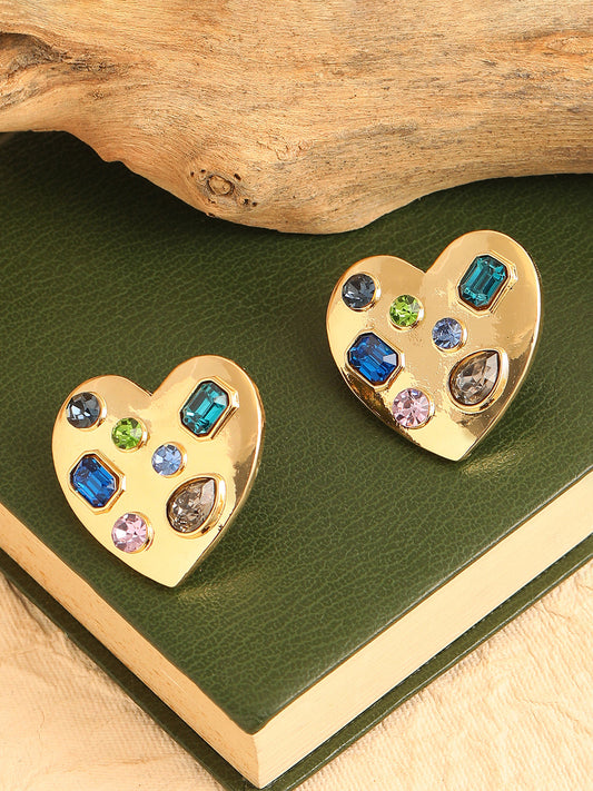 GOLD PLATED PARTY DESIGNER STONE DROP EARRING FOR WOMEN