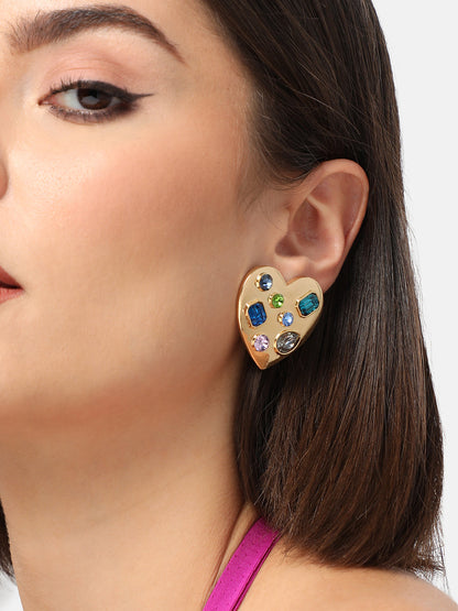 GOLD PLATED PARTY DESIGNER STONE DROP EARRING FOR WOMEN