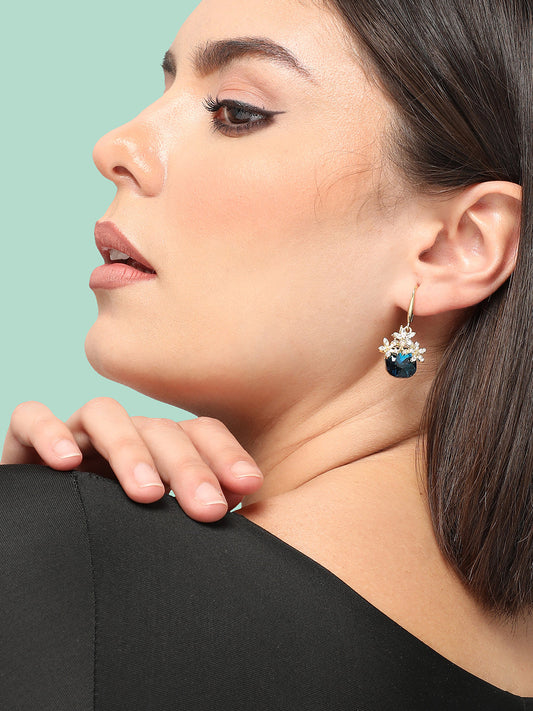 GOLD PLATED PARTY DESIGNER STONE DROP EARRING FOR WOMEN