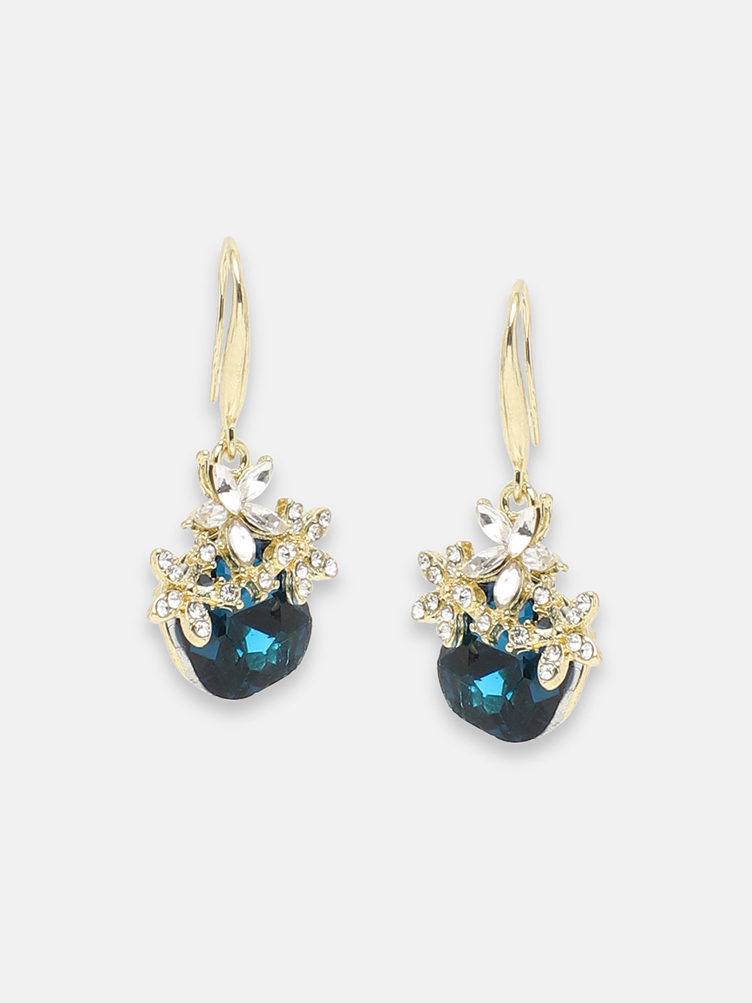 GOLD PLATED PARTY DESIGNER STONE DROP EARRING FOR WOMEN
