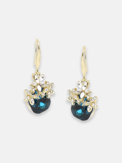 GOLD PLATED PARTY DESIGNER STONE DROP EARRING FOR WOMEN