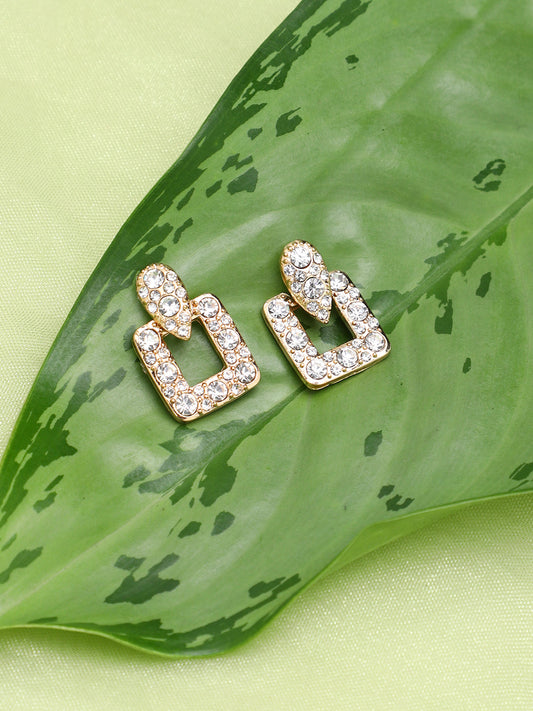 GOLD PLATED PARTY DESIGNER STONE DROP EARRING FOR WOMEN